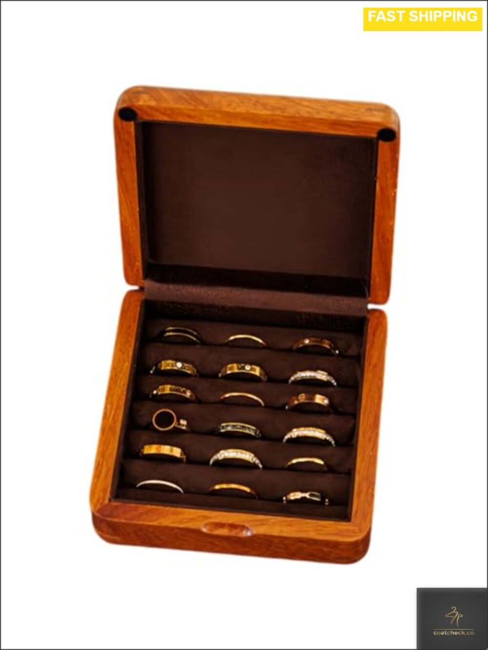Solid Teak Wood Ring Box Earring Holder Jewelry Organizer